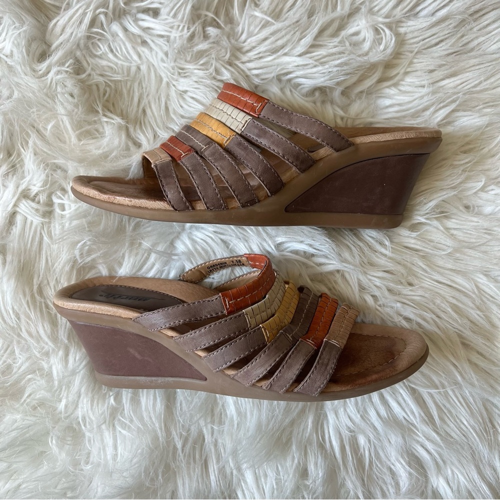 Earth Brand Vintage‎ Multicolor Leather Platform Wedge Sandals – Women’s 7.5
